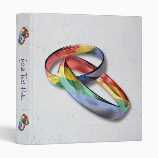 Rainbow Wedding Rings for Marriage Equality Binder (Front/Spine)