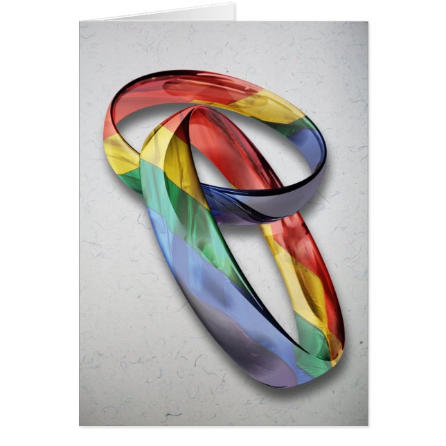 Rainbow Wedding Rings for Marriage Equality Cards (Front)