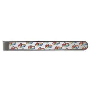 Rainbow Wedding Rings for Marriage Equality Gunmetal Finish Tie Clip