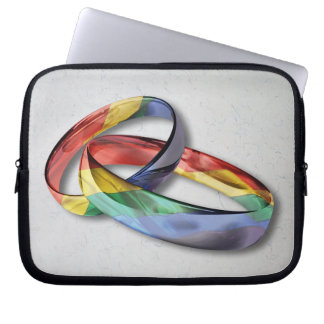 Rainbow Wedding Rings for Marriage Equality Laptop Sleeve