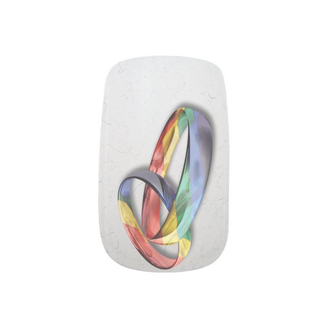 Rainbow Wedding Rings for Marriage Equality Minx Nail Wraps (Right Thumb)