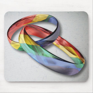 Rainbow Wedding Rings for Marriage Equality Mouse Pad