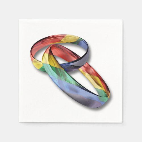 Rainbow Wedding Rings for Marriage Equality Paper Napkins