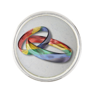Rainbow Wedding Rings for Marriage Equality Pin