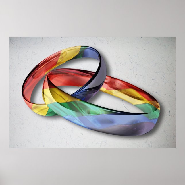 Rainbow Wedding Rings for Marriage Equality Poster (Front)