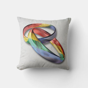 Rainbow Wedding Rings for Marriage Equality Throw Pillow