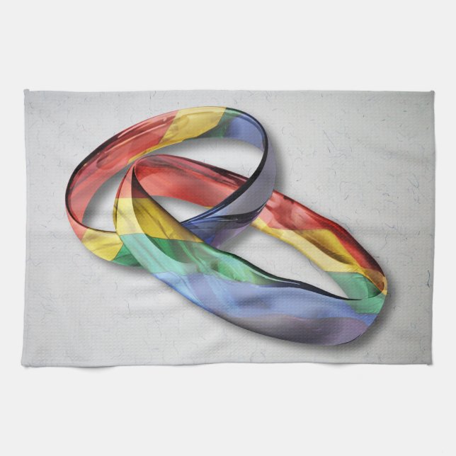 Rainbow Wedding Rings for Marriage Equality Towel (Horizontal)