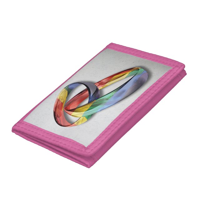 Rainbow Wedding Rings for Marriage Equality Trifold Wallet (Bottom)