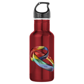 Rainbow Wedding Rings for Marriage Equality Water Bottle