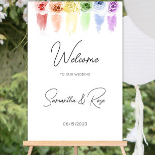 Rainbow Wedding Welcome Sign
