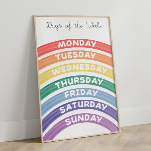 Rainbow Weekdays Educational Poster