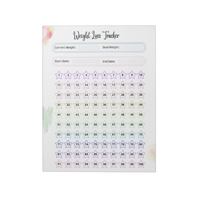 Rainbow Weight Loss Tracker Notepad (Rotated)