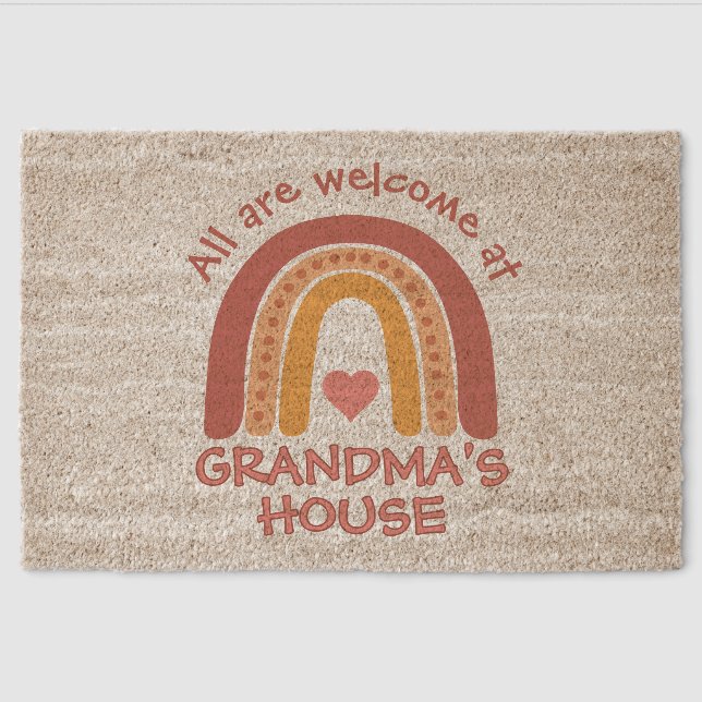 Rainbow Welcome At Grandma's Fiber Doormat (Front)