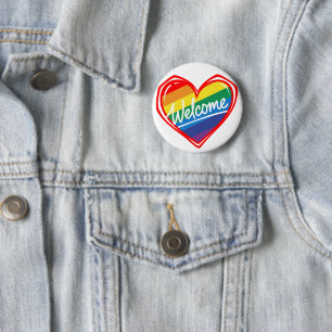 Rainbow Welcome Heart Button