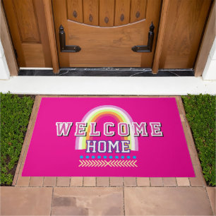 Rainbow Welcome Hot Pink Doormat