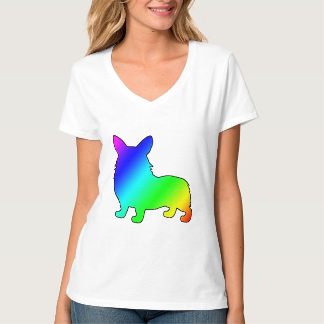 Rainbow Welsh Corgi T-Shirt (Front)