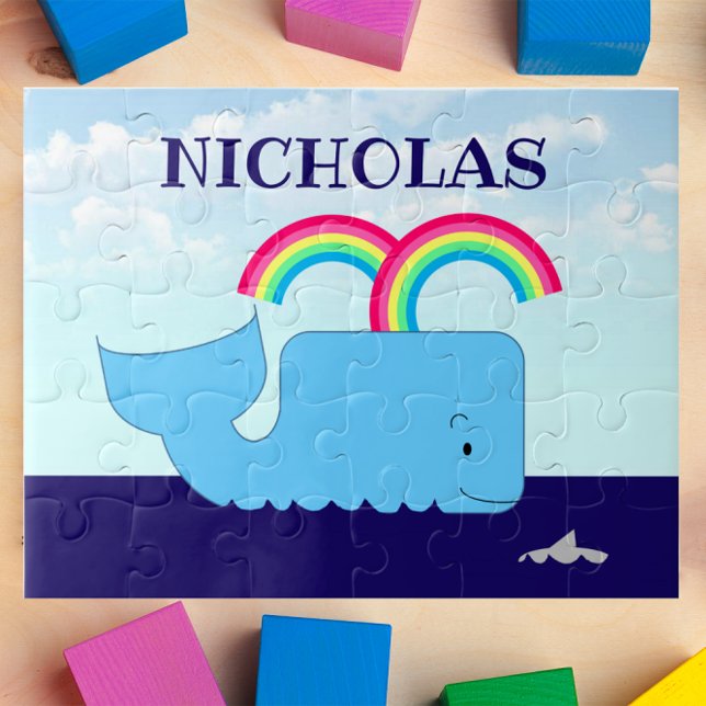 Rainbow Whale Personalized Jigsaw Puzzle (Creator Uploaded)