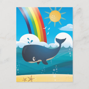 Rainbow Whale Postcard