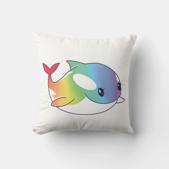 Rainbow Whale  Throw Pillow (Front)