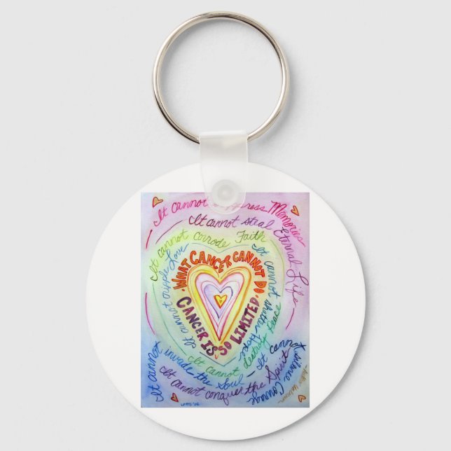Rainbow What Cancer Cannot Do Heart Keychain (Front)
