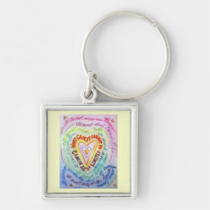 Rainbow What Cancer Cannot Do Heart Keychain