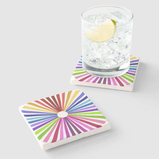 Rainbow Wheel Stone Coaster (Side)