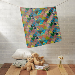 Rainbow Whimsical Love Heart Shapes Baby Blanket