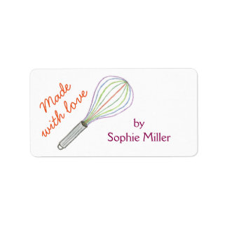 Rainbow whisk personalized food gift labels