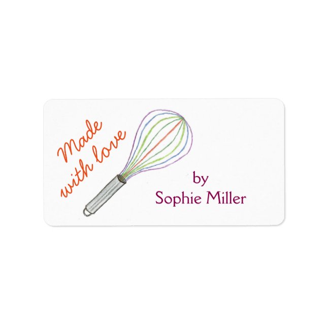 Rainbow whisk personalized food gift labels (Front)