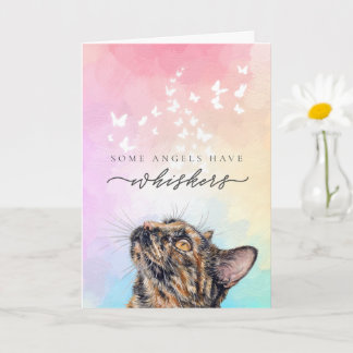 Rainbow Whiskers Tortie Cat Loss Sympathy Card