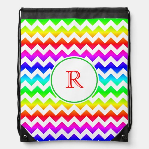 Rainbow White Chevron Monogram Backpack