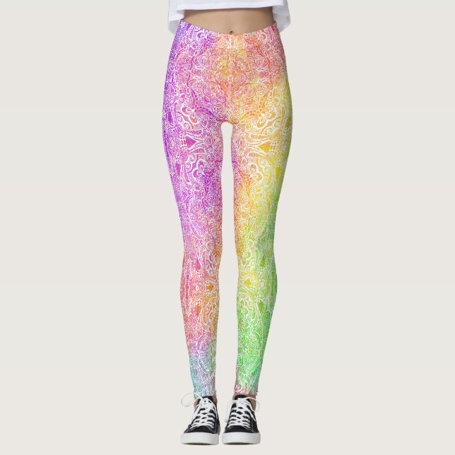 Rainbow & White Medallion Leggings (Front)