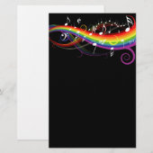 Rainbow White Music Notes on Black (Front/Back)