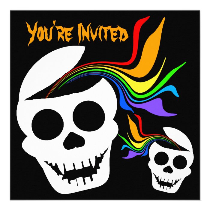 Rainbow White Skull Invitations