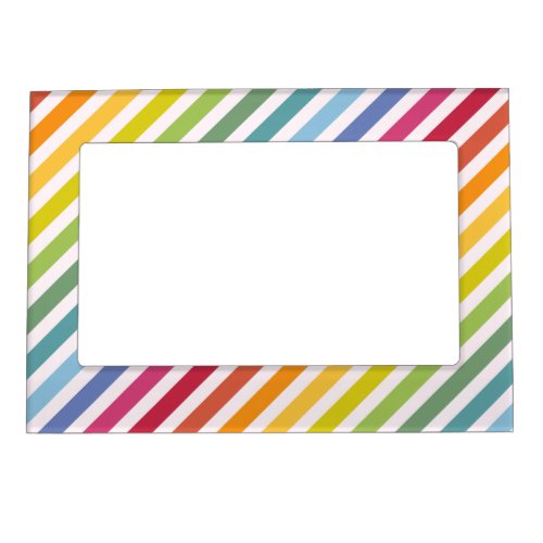 Rainbow  White Stripes Magnetic Photo Frame