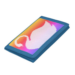 Rainbow White Swan Blue Lake Artisan Crochet Print Tri-fold Wallet
