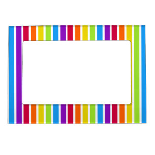 Rainbow White Vertical  Stripes Bright Magnetic Frame