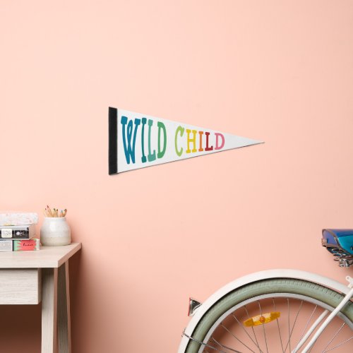 Rainbow Wild Child Pennant Flag