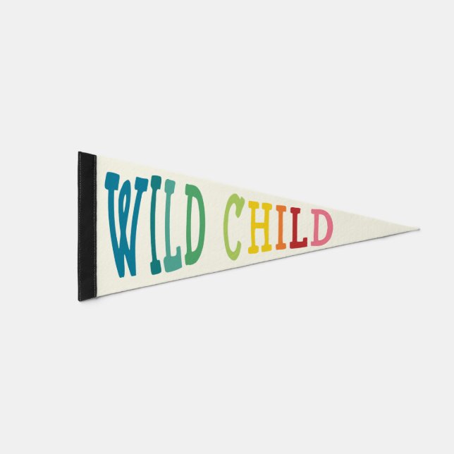 Rainbow Wild Child Pennant Flag (Front)