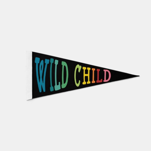 Rainbow Wild Child Pennant Flag