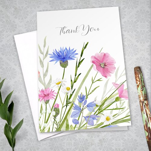 Rainbow Wild Flowers Illustrated Thank You Note Card