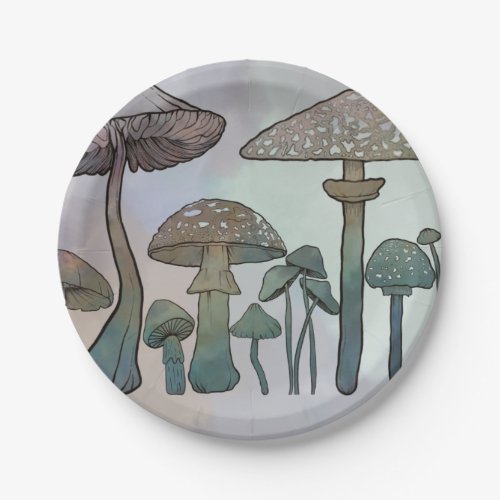 Rainbow Wild Mushrooms Paper Plates