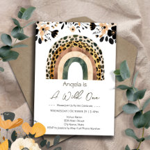 Rainbow Wild One Boho Floral Kids Birthday 