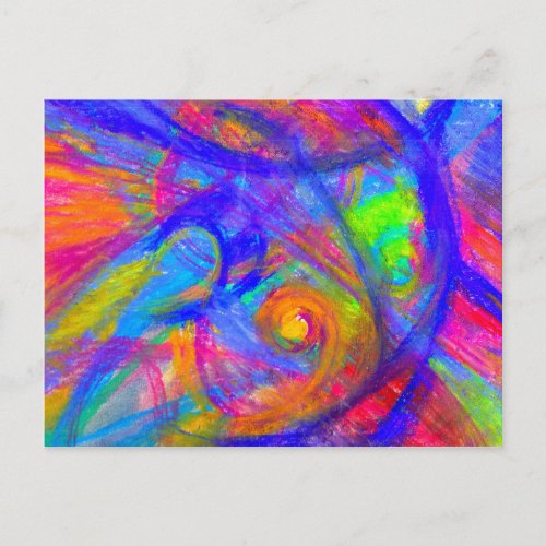Rainbow Wild Postcard Abstract Pastel Chalk Art Postcard