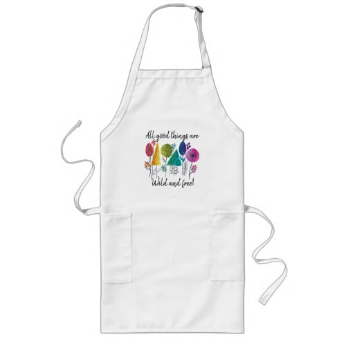 Rainbow wildflower watercolor apron