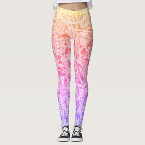 Rainbow William Morris Pattern Floral Boho Leggings