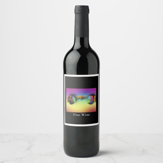 Rainbow Wine Glasses Fine Wine  Wine Label (Front)