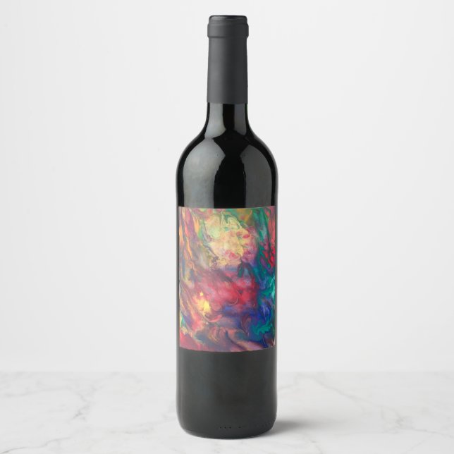 Rainbow Wine Label Colorful Party Drink Label (Front)