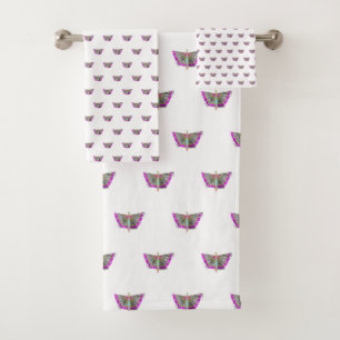 Rainbow Winged Butterfly Bath Towel Set