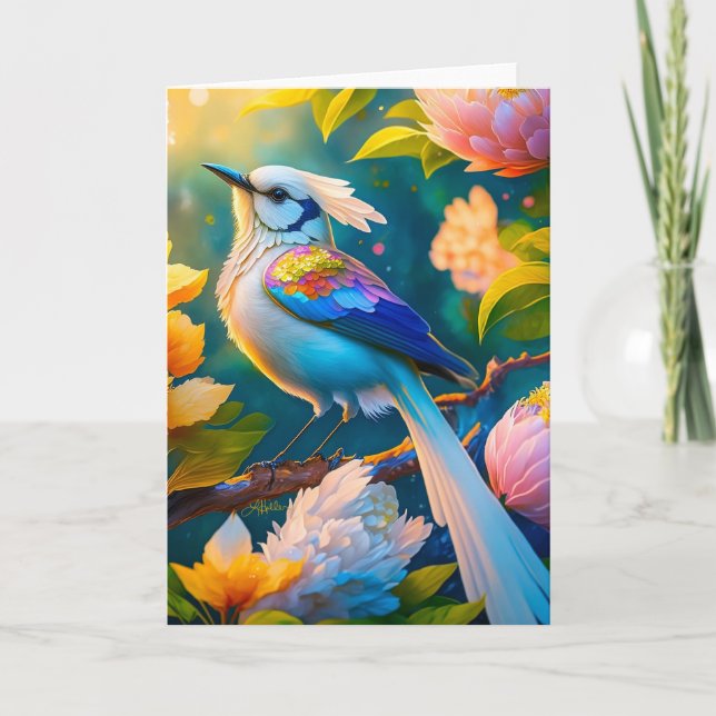 Rainbow Winged Jay Fantasy Bird Card (Front)